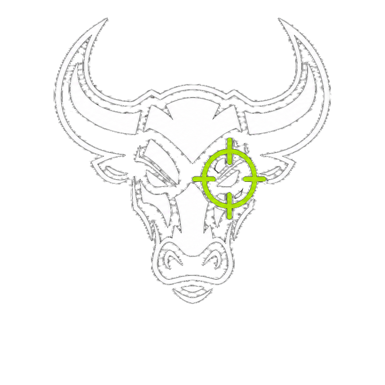 White Bulls Eye character with a neon-green target mark